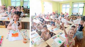 Нетрадиционная техника рисования надутым целлофановым пакетом.